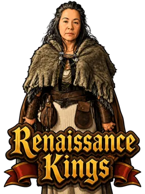 Barbarian K Renaissance Kings sticker wearing a fur cloak