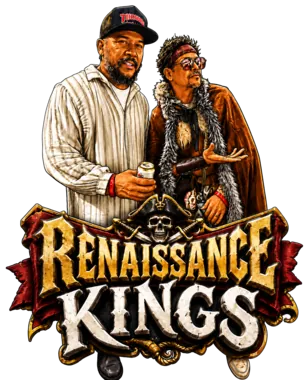 Renaissance Kings event sticker featuring Barbarian J and a guest